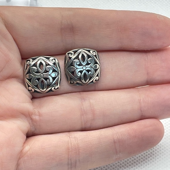 Janice Girardi Sterling Silver Earrings w Flor de Lis Design; Marked 925 JDG! - Picture 11 of 13